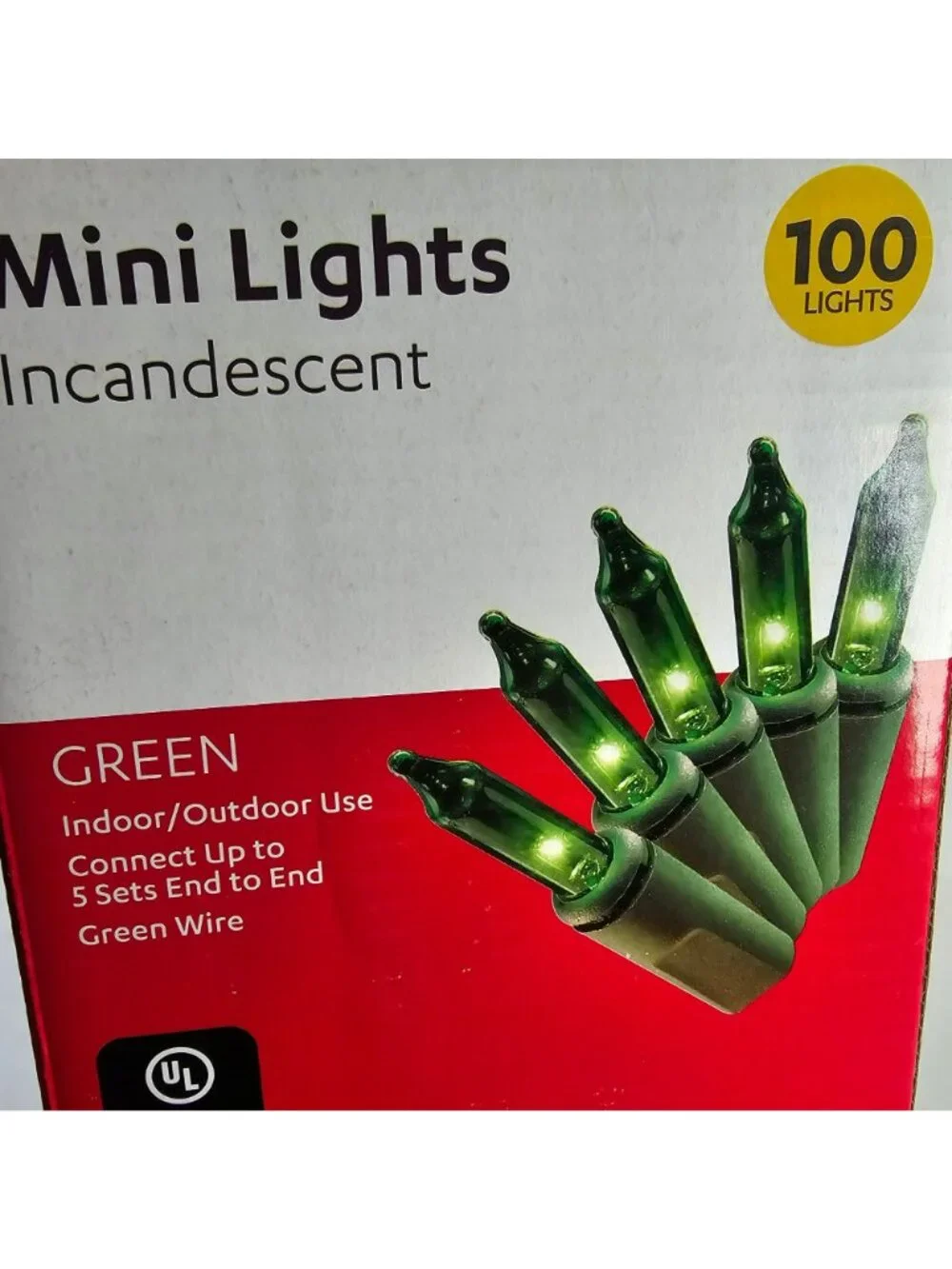 At Home Mini String Lights Green w/ Green Wire 100ct 21.3ft Indoor/Outdoor NEW